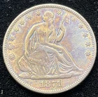 1871 P Seated Liberty Half Dollar Incredible Natural Toning High Grade