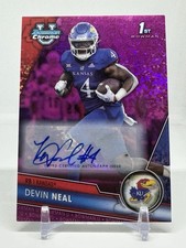 2023 Bowman University Chrome Devin Neal 1st Auto Rookie Card Kansas /150. rookie card picture