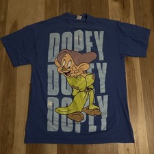 Rare Vintage Snow White The Seven Dwarves Dopey T Shirt 90s Disney Film Blue