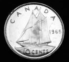 1965 10¢ uncirculated silver proof like coin - in original mint cellophane