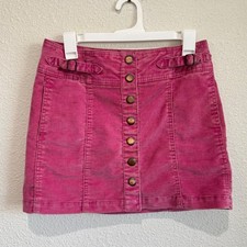 VTG GAP Pink Corduroy Button Front A-Line Mini Skirt Womens Size 2 Y2K Boho Fall