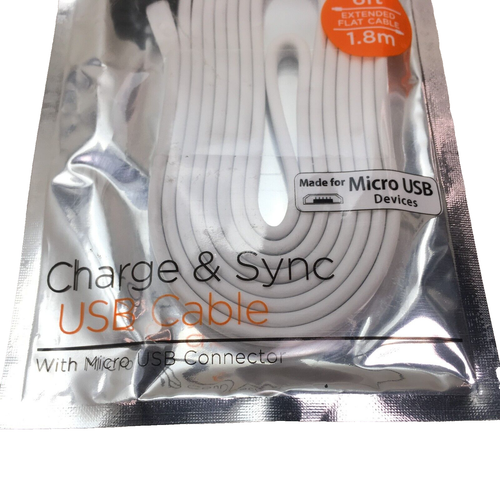 NEW (5-Pack) HyperGear Micro USB Charge/Sync Flat Cable 6ft White - Picture 6 of 10