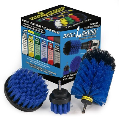 #ad Drillbrush Blue Boat Brush Medium Cleaning Set Pool Liner Cleaning Supplies $19.99