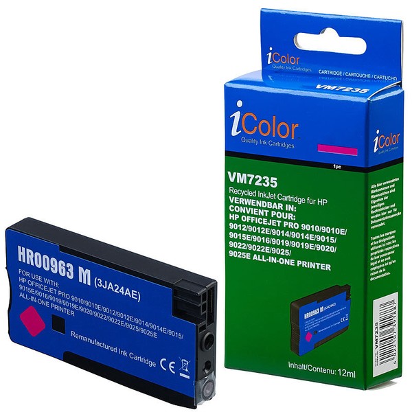 Icolor Recycled Tintenpatrone FüR Hp (Ersetzt No. 963), Magenta-image