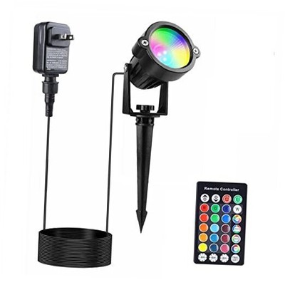 Halloween Spot Lights Outdoor, 12V RGB Colored Landscape Lights with Remote, 