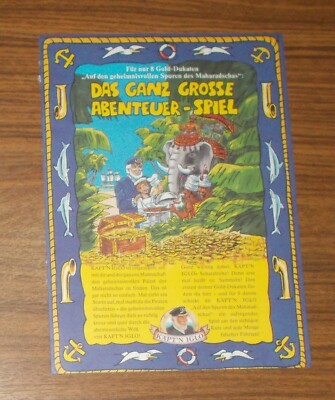 Seltene Werbung KÄPT'N IGLO Maharadscha Spiel Schatztruhe Bastelbogen 1993