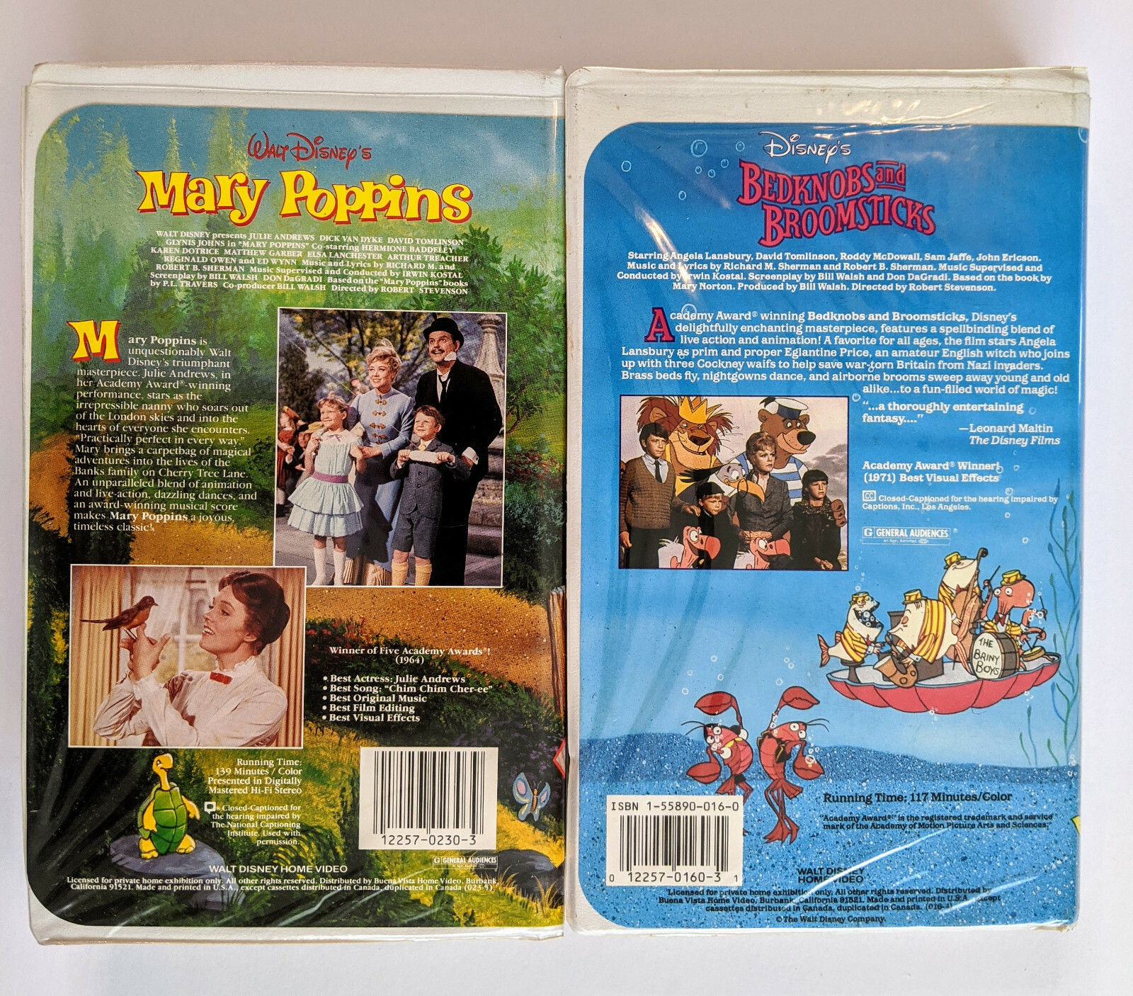 Walt Disney's Mary Poppins & Bedknobs and Broomsticks VHS Clam Shell