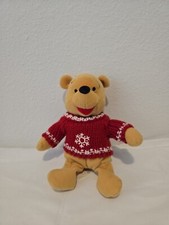 Disney Store WINNIE THE POOH Christmas SNOWFLAKE SWEATER Beanie Plush Bean Bag
