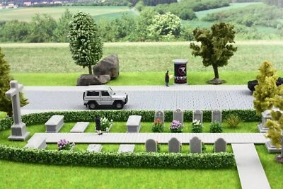 OVERDRIVE-RACING Spur N 1:160 Friedhof Grabsteine "19 Stück" Gräber Gruft Kreuze Kirche Diorama