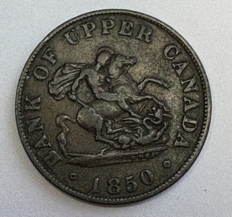 1850 Copper Bank Of Upper Canada One Half Penny Bank Token