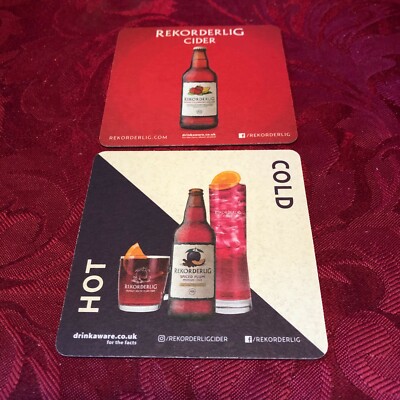 BREWERIANA - REKORDERLIG - SCHWEDISCHER BIRNENWEIN - 2 VERSCHIEDENE BIERDECKEL - TABLETT 31