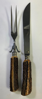Anton Wingen Othelo Carving Knife Set Stag Horn Handle Solingen Germany Rostfrie