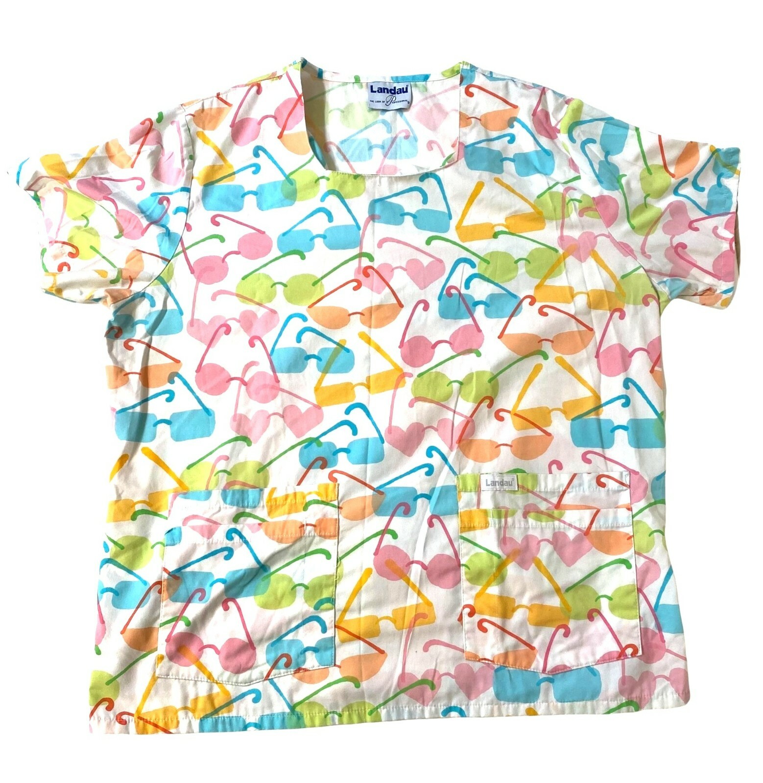 Heart Shaped Sunglasses Summer Medical Scrub Top No Size Tag-image