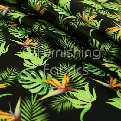 Neu Voll Schwarz Farbe Grün Blatt Blumenmuster Velours Samt Polsterstoffe