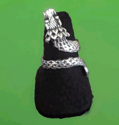 Erick's Sterling Silver Feather Snake Ring Taxco.925