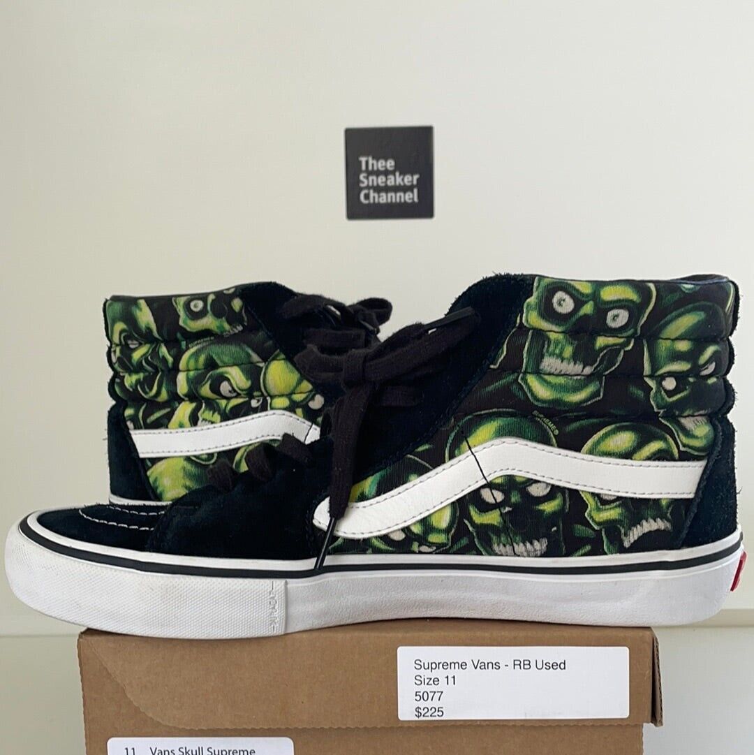 Men's Size 11 VANS Sk8-Hi x Supreme Glow-In-The-Dark Skull Pile 2018  Pre-Owned