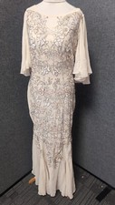 Miss Selfridge Beaded Maxi Dress Nude UK 12 RRP £120 LN048 EE 20
