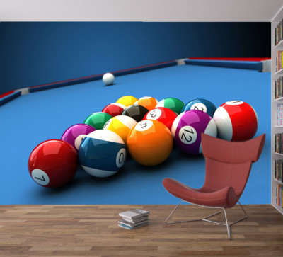 Snooker Billard Billardtisch Queue Sport Wandbild Fototapete Wohndeko