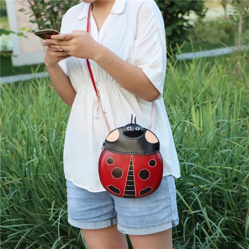 Genuine Leather Cartoon Scarab Multifunctional Shoulder Crossbody Backpack - Picture 3 of 13