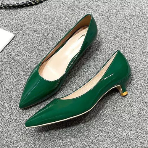 Fashion Womenss Low Kitten Heel Pumps Pointed Toe Slip On Work Office Shoes SZ - Picture 2 of 25