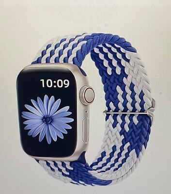 Nylon Sport  Armband für Apple Watch Series 2 3 4 5 6 7 8 9 SE  38 mm Blau weiß