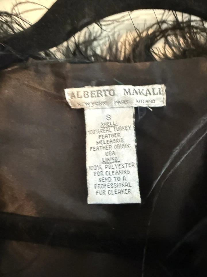 Chaqueta de Noche Pluma Verde Negra De Colección Rara Hollywood Glamour Mob Esposa S-M Foto 2 de 4