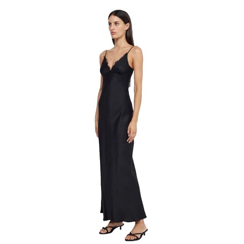 fitted lace wedding dress Bec + Bridge Ania Halter Maxi Dress in Chocolate main image 1