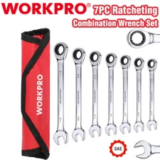 WORKPRO 7PC Ratcheting Combination Wrench Set 12 Point Combo Ratchet Wrench