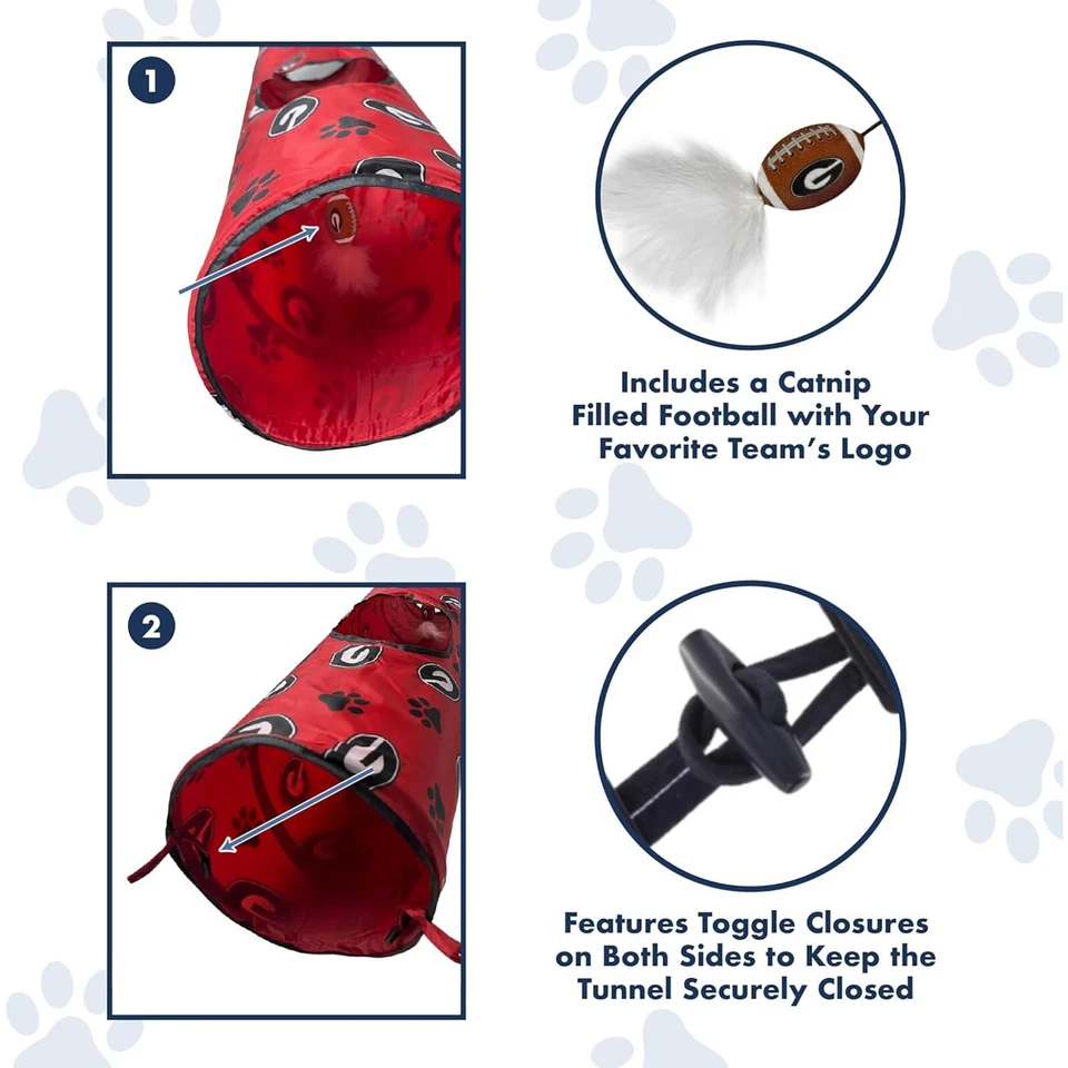 Pets First NCAA Cat Tunnel Tube Toy & Plush Football Toy Filled with Catnip - Image 4 of 4