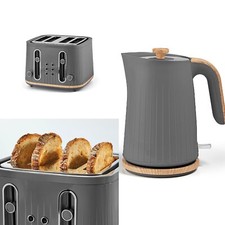 grey wood kettle and toaster