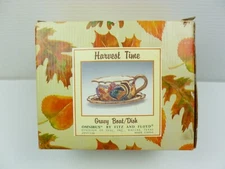 Fitz and Floyd Omnibus Harvest Time Gravy Boat with dish 1996 Handpainted