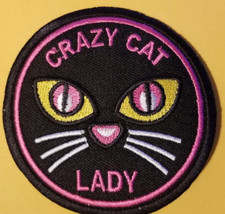 CRAZY CAT LADY Embroidered Patch approx 3.25"