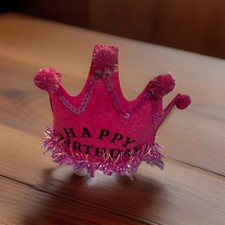 Happy Birthday Tiara Pink Felt Crown For Little Girls