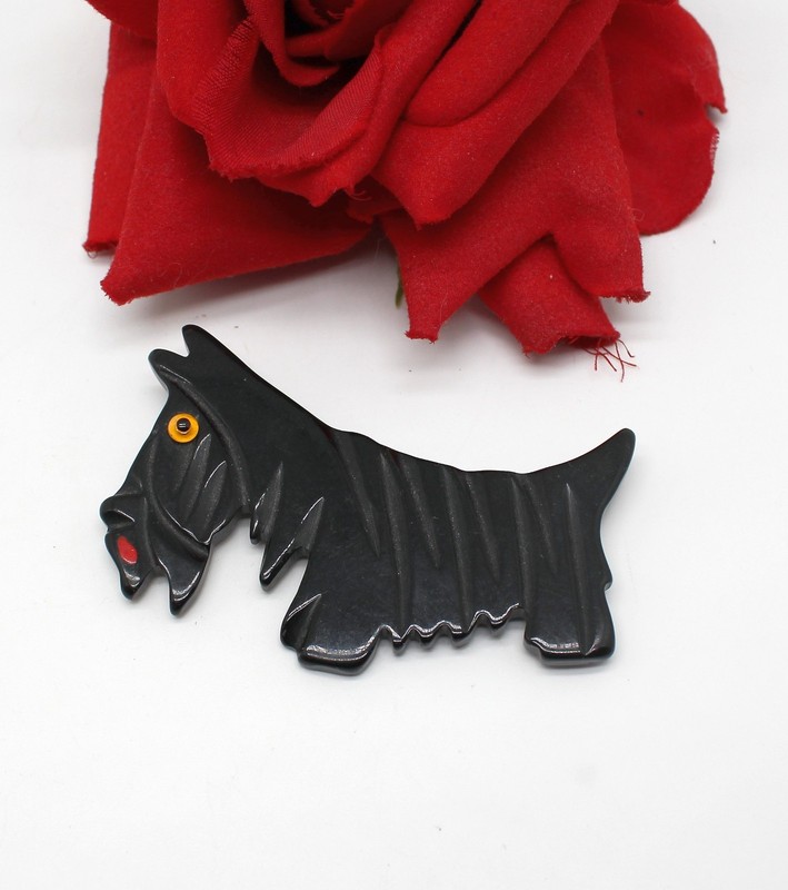 Vintage Scottish Terrier Scotty Dog  Pin Brooch  CAT RESCUE
