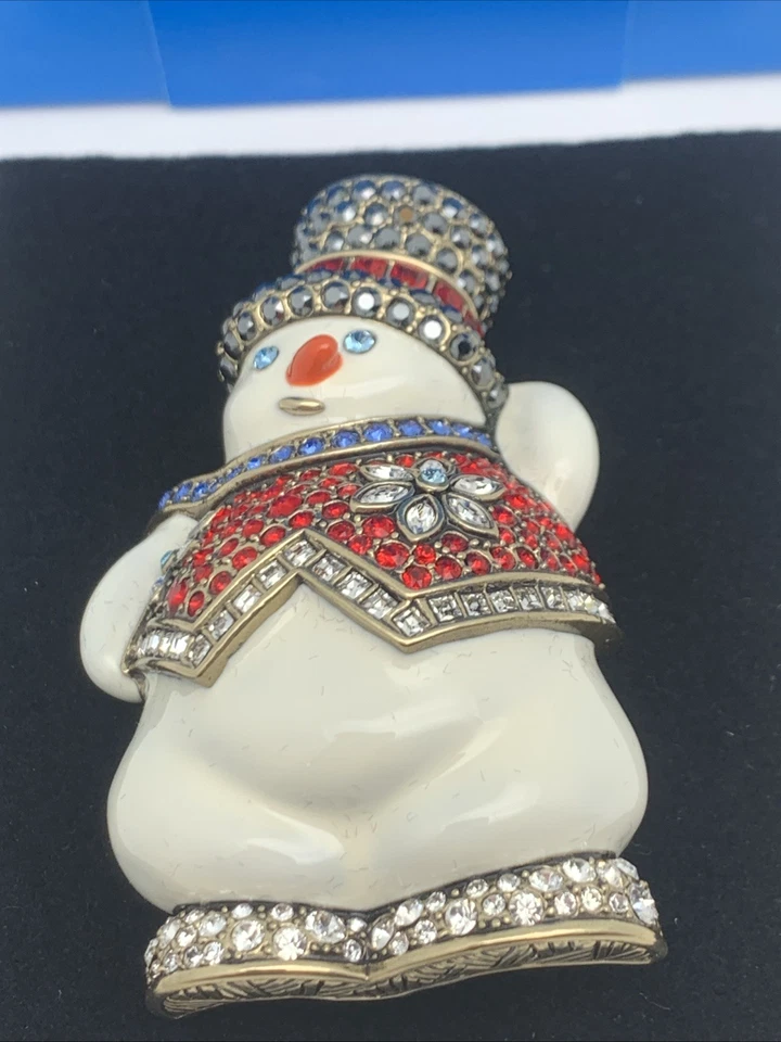 HEIDI DAUS - SPARKLING SNOWMAN RHINESTONE PIN BROOCH 3 x 2" - Image 2 of 4