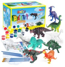 Kids Arts Crafts Set Dinosaur Toy Painting Kit - 10 Dinosaur Figurines,