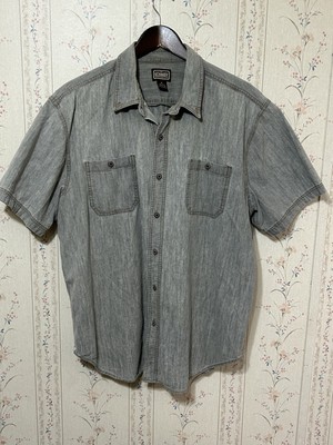 CE Schmidt Workwear Men s Short Sleeve Button Chambray Shirt Gray Size XL