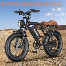 20" Fat Tire Electric Bike 1500W 33MPH 60Miles Off-Road Mountain Ebike for Adult