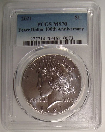 2021 Peace High Relief Silver Dollar $1 100th Anniversary PCGS MS70