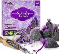 14-Pack Organic Lavender Sachets – Natural Dried French Potpourri Bags for Drawe
