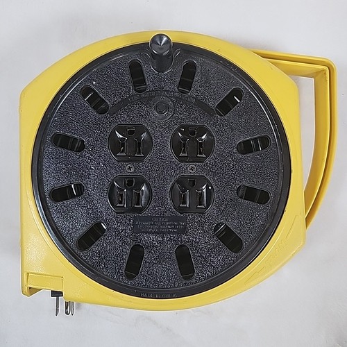 Multi-plug Cord Reel, 4 Outlets, Circuit Breaker, Alert, 6000-25G