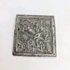 Vintage Bird Brooch Silvertone Picture Brooch Large Victorian Revival