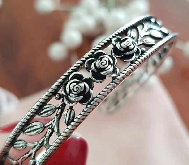 EDLES Armband 925 SILBER massiv Armkette ROSEN ARMREIF Armzange Zirkonia Ring - Bild 2 von 3