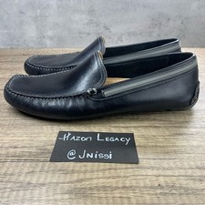 G.H. Bass Men's "Wheldon Grosgrain" Black Leather Driving Loafers Size 10M