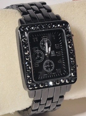 Womens NY&C Black Tone Steel Classic Tank Style Black Quartz Dial 29mm Watch