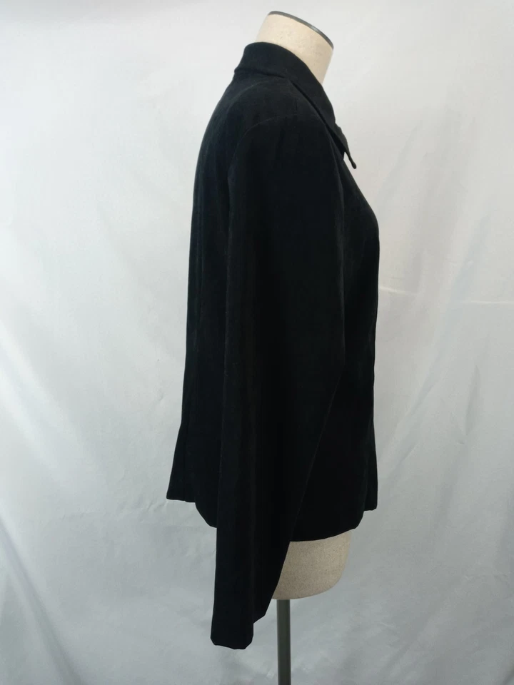 Jaqueta feminina Briggs New York tamanho 8 preta com zíper no colarinho texturizada carreira - Imagem 4 de 4