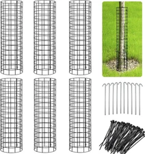 Metal Tree Trunk Protectors, 6 Pack Plant Guard Protector with Zip Ties & Garden