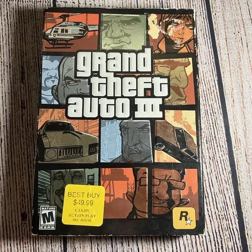 Grand Theft Auto III PC 2002 Big Box (with Double sided poster) GTA 3 Two Discs