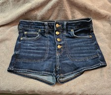 American Eagle high rise shortie next level button fly denim shorts size 6