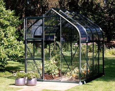 Vitavia Gewächshaus, Treibhaus Orion 5000 in schwarz, ESG 3 mm, Tomatenhaus